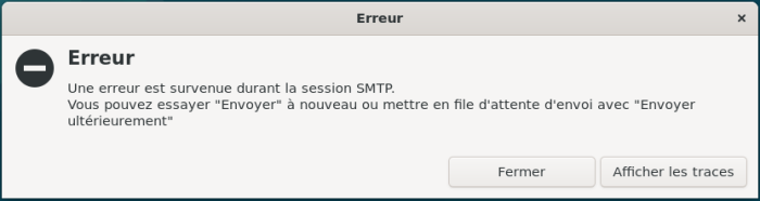 Erreur d'envoi Erreur d'envoi