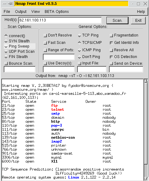 Un scan de ports avec « nmap » Un scan de ports avec « nmap »